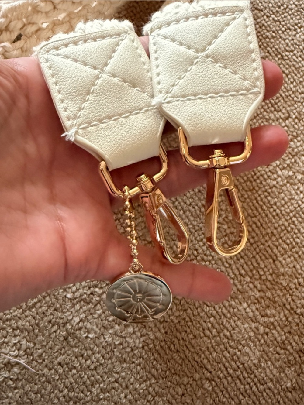 The Ferris Co. Macrame Crochet Bag Strap in Cream with Gold Hardware - Picture 2 of 6